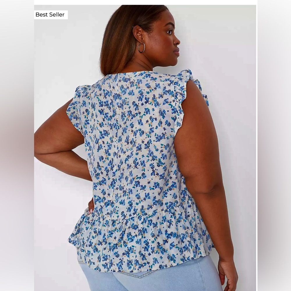 Lane Bryant Ruffle Sleeve Button Down Top - Picture 2 of 6